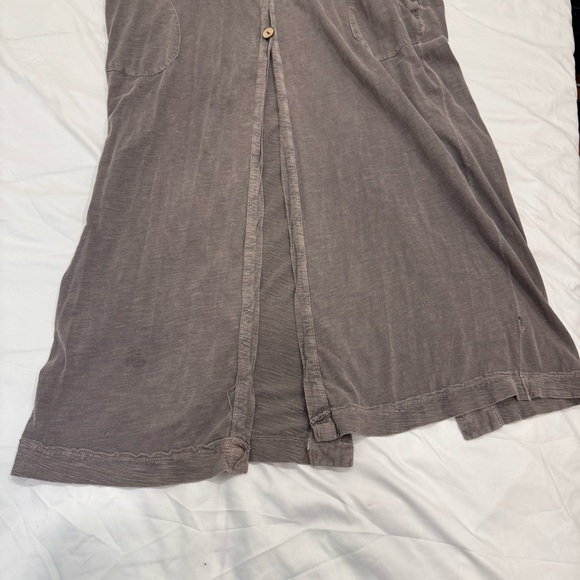 Free People Intimately Grey Longline Duster Cardigan Snap Button XS Boho Cotton - Picture 8 of 12